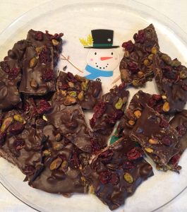 Pistachio cranberry bark recipe from Heart of the Desert Pistachios and Wine